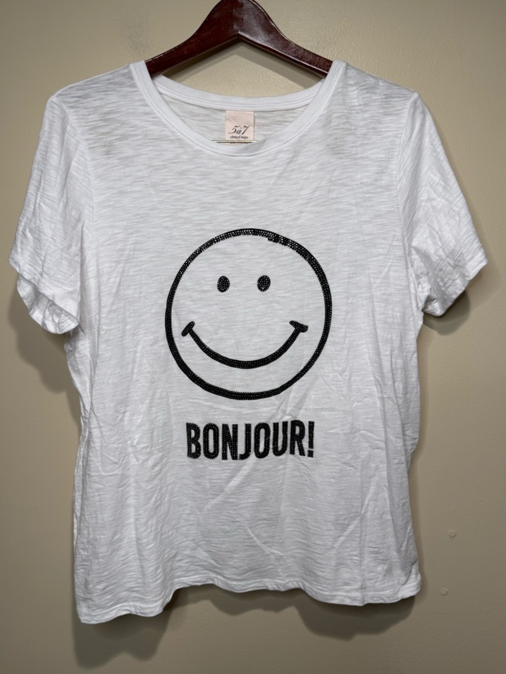 cinq a sept Bonjour Smiley Shrunken tee Short Sleeve Tee - large